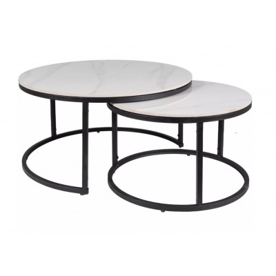 Комплект SIGNAL FERRANTE C (2 стола журнальных) белый мрамор/черный мат